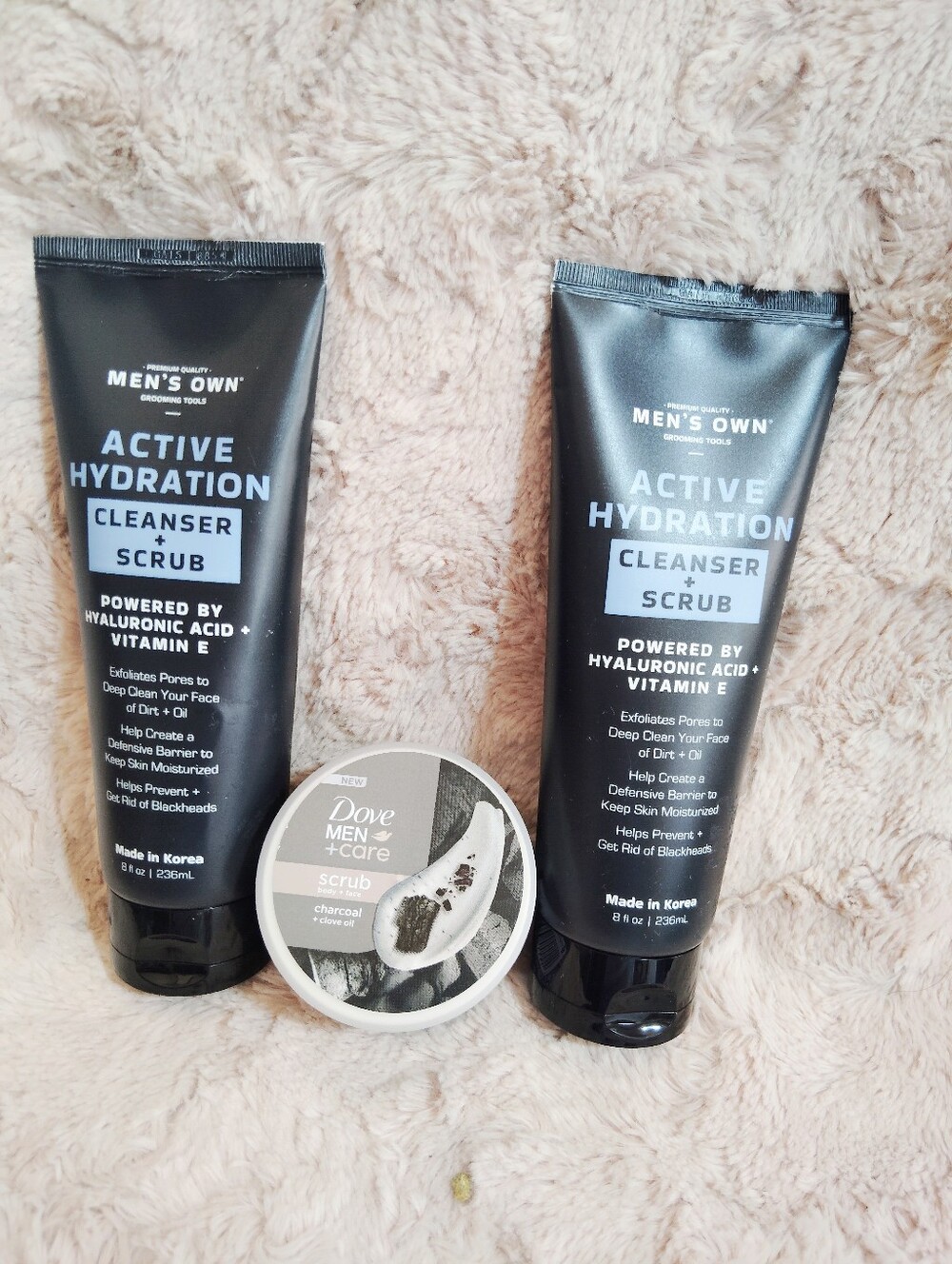 NEW!! BUNDLE OF 3!! (2) Men's Own Active Cleaners & (1) Dove Scrub
